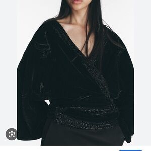 Elegant Black Velvet Wrap Top